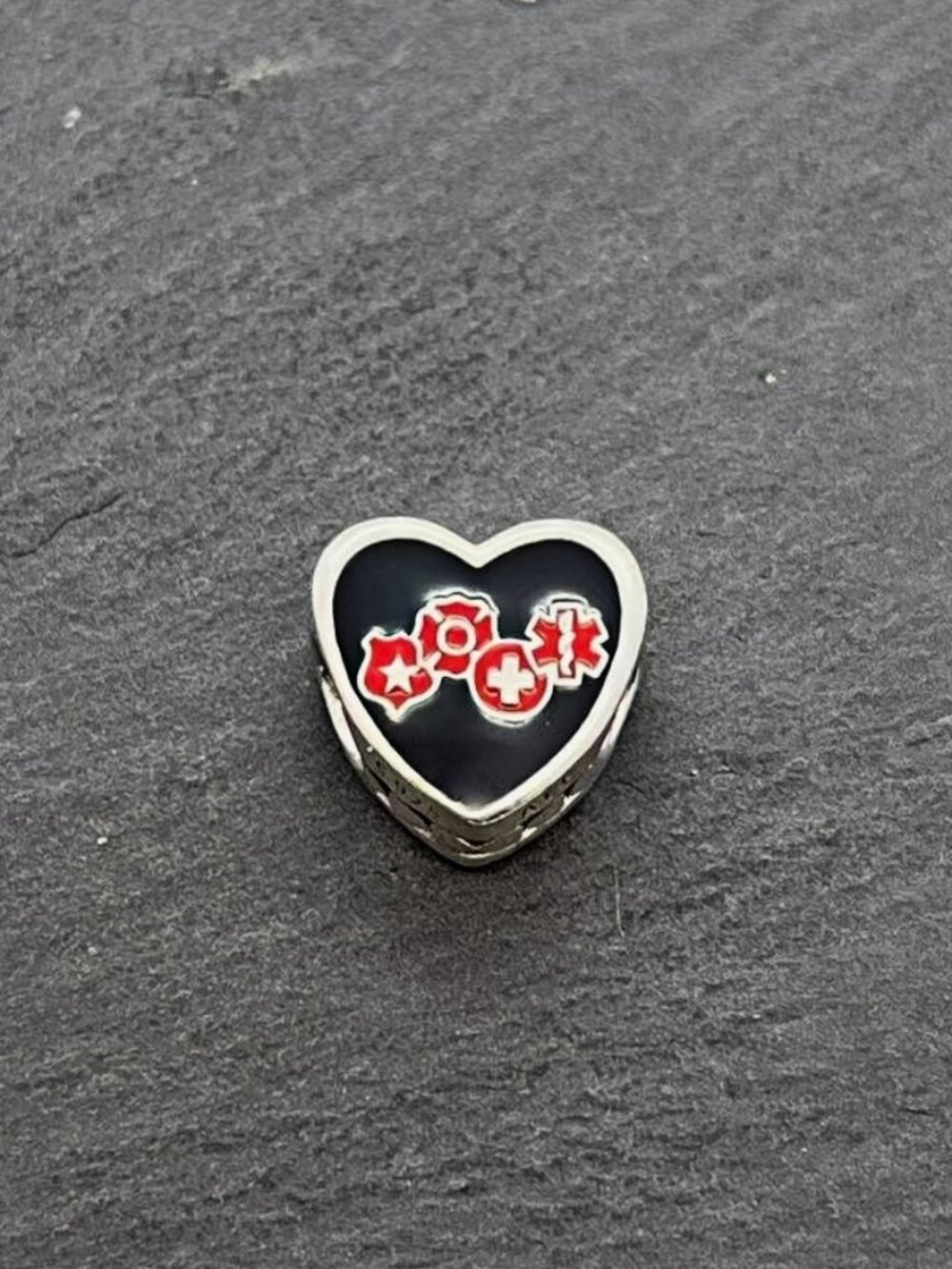 Pandora Las Vegas Strong First Responder Heart Charm Sterling Silver Jewelry